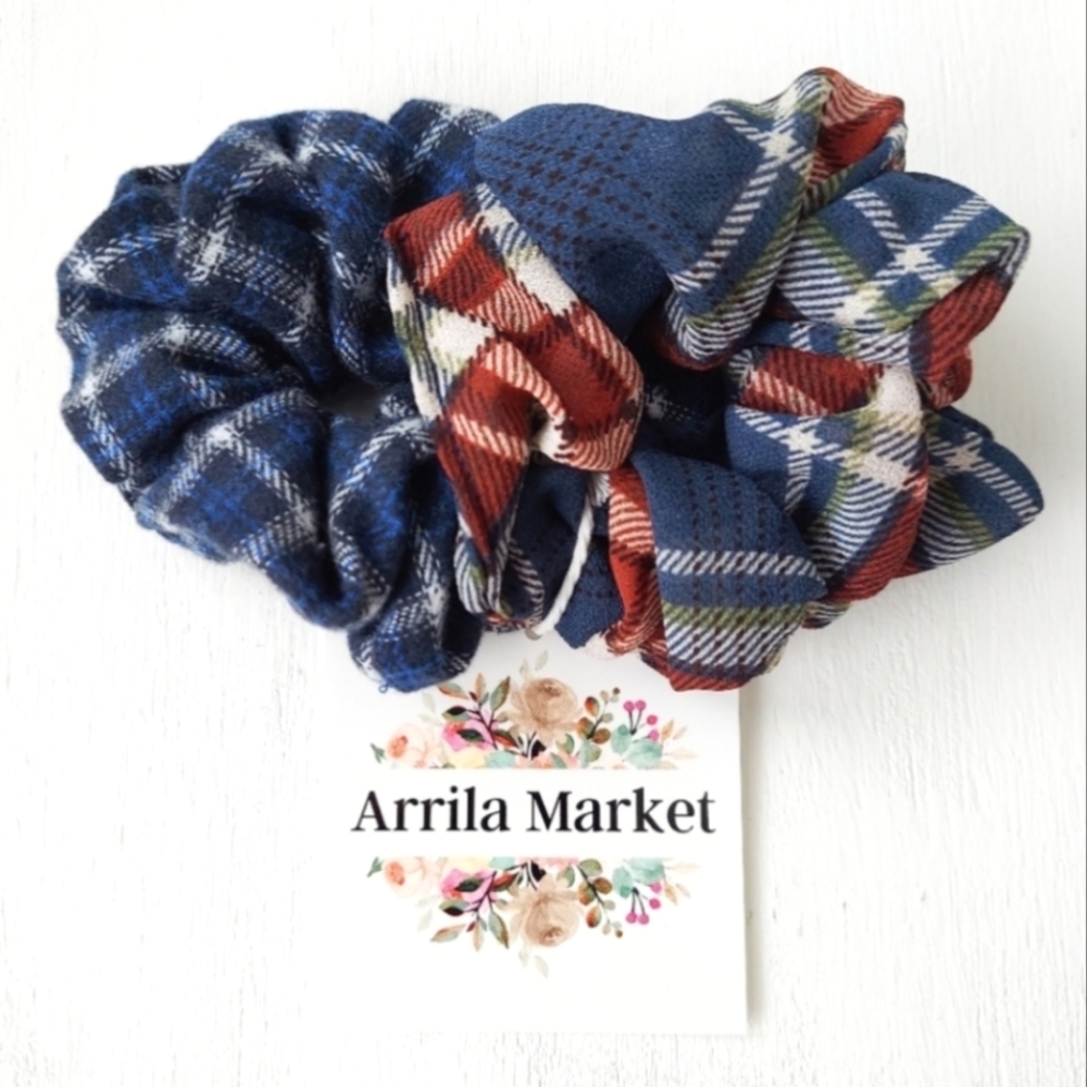 2 Plaid Scrunchies